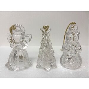 Gorham Crystal Angel, Snowman, Christmas Tree, Vintage Christmas Ornaments